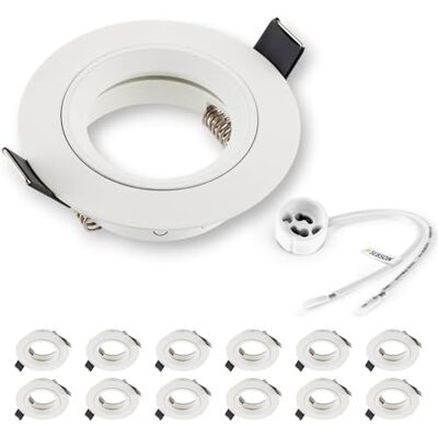 SEBSON 12x Spot Encastrable Plafond incl. douille GU10 Trou de montage ø65mm, ø80x24mm, Aluminium Blanc, LED/Halogene SEBSON 12x Spot Encastrable Plafond incl. douille GU10 Trou de montage ø65mm, ø80x24mm, Aluminium Blanc, LED/Halogene