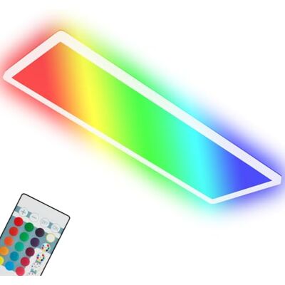 Briloner Leuchten Ultra Flat Ceiling Light RGBW, LED Ceiling Light with Backlight, Neutral White, LED Panel, Colour Changing, Dimmable, Remote Control, White, 7404-016 Briloner Leuchten Ultra Flat Ceiling Light RGBW, LED Ceiling Light with Backlight, Neutral White, LED Panel, Colour Changing, Dimmable, Remote Control, White, 7404-016