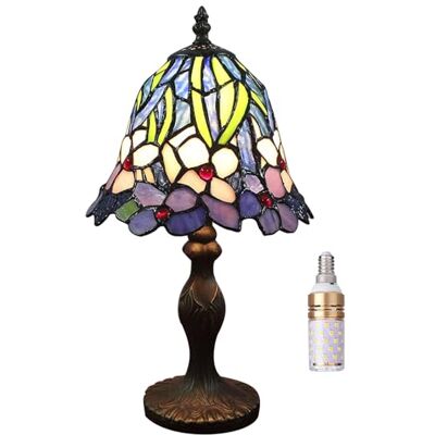 Kinbolas Tiffany Style Lampe de table de 17,8 cm Vitrail Abat-jours Petite lampe de chevet Antique Bureau Lumière Salon Chambre Bureau Vintage Art Déco Victorien Kinbolas Tiffany Style Lampe de table de 17,8 cm Vitrail Abat-jours Petite lampe de chevet Antique Bureau Lumière Salon Chambre Bureau Vintage Art Déco Victorien