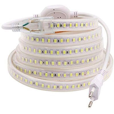DUVERT LB-01 Bandeau LED 220V AC 2835 IP68 Étanche 144Leds/m 900LM, Strip Light Lumineux 6.6W, Blanc Froid, 15m DUVERT LB-01 Bandeau LED 220V AC 2835 IP68 Étanche 144Leds/m 900LM, Strip Light Lumineux 6.6W, Blanc Froid, 15m