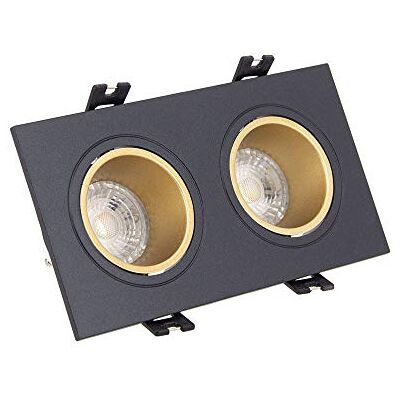 Xanlite SP502TCANO LED Plafond encastrable-Spot 2 têtes GU10 50W 2700K Carré orientable Or IP20-SP502TCANO, Noir & doré Xanlite SP502TCANO LED Plafond encastrable-Spot 2 têtes GU10 50W 2700K Carré orientable Or IP20-SP502TCANO, Noir & doré