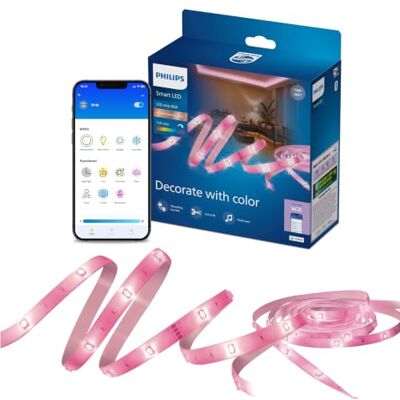 Philips Smart Lighting Bande LED RGB, 15 m, Type C, 16 Mio de Couleurs, Modes Préconfigurés, Découpable, Installation Facile, Connexion Wi-Fi, Connected by WiZ, Google Home, Alexa, Apple Home Philips Smart Lighting Bande LED RGB, 15 m, Type C, 16 Mio de Couleurs, Modes Préconfigurés, Découpable, Installation Facile, Connexion Wi-Fi, Connected by WiZ, Google Home, Alexa, Apple Home