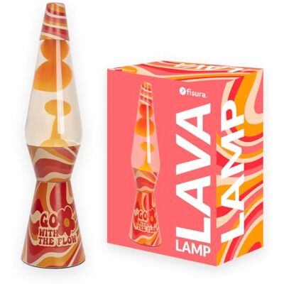 Fisura Lampe à lave “go with the flow”. Base multicolore, lave orange. Lampe à lave rétro avec ampoule de rechange. 11,5 centimètresx 11,5 centimètresx 40 centimètres. Fisura Lampe à lave “go with the flow”. Base multicolore, lave orange. Lampe à lave rétro avec ampoule de rechange. 11,5 centimètresx 11,5 centimètresx 40 centimètres.