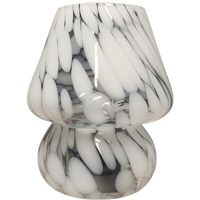 Relaxdays Lampe de table en forme de champignon en verre, E27, à piles, H x P : 24 x 16 cm, fonction tactile, blanc Relaxdays Lampe de table en forme de champignon en verre, E27, à piles, H x P : 24 x 16 cm, fonction tactile, blanc