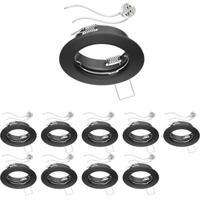 ledscom.de 10x cadre d'encastrement pour plafond FERE cadre d'encastrement noir mat (LED/halogène/MR16/50mm) incl. douille GU5.3 ledscom.de 10x cadre d'encastrement pour plafond FERE cadre d'encastrement noir mat (LED/halogène/MR16/50mm) incl. douille GU5.3