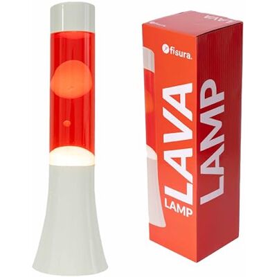 Fisura Lampe à lave avec base chromée. Variété de modèles. Lampe à effet relaxant. Avec ampoule de rechange. 11 cm x 11cm x 39,5 cm. (Rouge, mini) Fisura Lampe à lave avec base chromée. Variété de modèles. Lampe à effet relaxant. Avec ampoule de rechange. 11 cm x 11cm x 39,5 cm. (Rouge, mini)