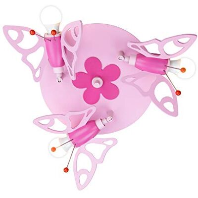 elobra Plafonnier pour chambre d'enfant « papillon » Lampe de qualité supérieure pour chambre d'enfant fille en bois véritable, lampe princesse rose avec motif floral, 30 x 30 x 20 cm, rose elobra Plafonnier pour chambre d'enfant « papillon » Lampe de qualité supérieure pour chambre d'enfant fille en bois véritable, lampe princesse rose avec motif floral, 30 x 30 x 20 cm, rose