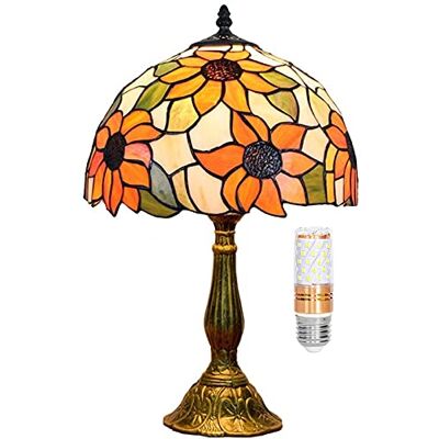 Blivuself Lampe Tiffany Lampe de Table Vitrail Style Jaune Tournesol Fleurs Luxueuse Table de Chevet Lecture Bureau Lumière Chevet Chambre Salon Hôtel Rural Cadeau d'un ami Blivuself Lampe Tiffany Lampe de Table Vitrail Style Jaune Tournesol Fleurs Luxueuse Table de Chevet Lecture Bureau Lumière Chevet Chambre Salon Hôtel Rural Cadeau d'un ami
