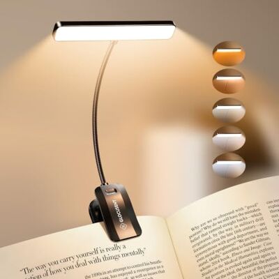 Glocusent Lampe de Lecture 26 LED, Liseuse Lampe de Lecture Clip Rechargeable USB-C, 5 Luminosités & 5 Couleurs, 360° Cou Flexible, Longue Durée, Léger & Portable pour Lire au Lit (Noir) Glocusent Lampe de Lecture 26 LED, Liseuse Lampe de Lecture Clip Rechargeable USB-C, 5 Luminosités & 5 Couleurs, 360° Cou Flexible, Longue Durée, Léger & Portable pour Lire au Lit (Noir)