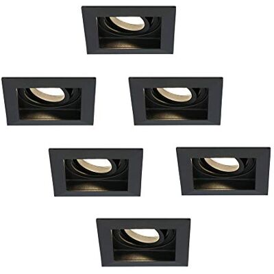 HOFTRONIC 6 x Spot encastrable LED Durham carré Noir 2700K Blanc chaud Inclinable Plafond carré Taille de la scie 85mm, profondeur d'encastrement 83mm HOFTRONIC 6 x Spot encastrable LED Durham carré Noir 2700K Blanc chaud Inclinable Plafond carré Taille de la scie 85mm, profondeur d'encastrement 83mm