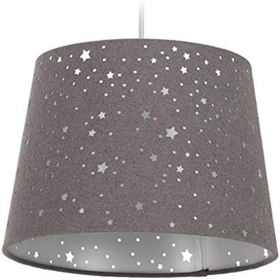 Relaxdays Lampe pour chambre d'enfant Motif étoiles Abat-jour suspendu Pour garçons et filles E27 Abat-jour rond Gris Relaxdays Lampe pour chambre d'enfant Motif étoiles Abat-jour suspendu Pour garçons et filles E27 Abat-jour rond Gris