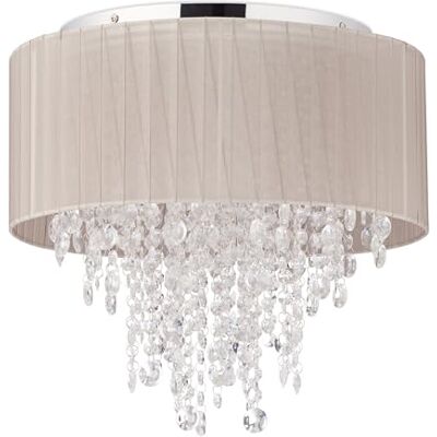 Relaxdays Plafonnier en cristal, abat-jour en organza, douille G9, 5 ampoules, 39 x 39,5 cm, gris/argenté Relaxdays Plafonnier en cristal, abat-jour en organza, douille G9, 5 ampoules, 39 x 39,5 cm, gris/argenté