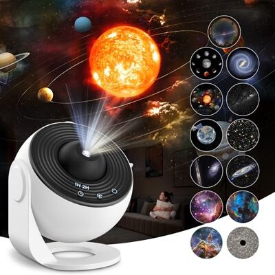 Macchiatto Projecteur de ciel étoilé planétarium avec 13 disques de film Veilleuse rotative à 360 ° Pour chambre à coucher, plafond, cadeaux pour enfants et adultes Macchiatto Projecteur de ciel étoilé planétarium avec 13 disques de film Veilleuse rotative à 360 ° Pour chambre à coucher, plafond, cadeaux pour enfants et adultes