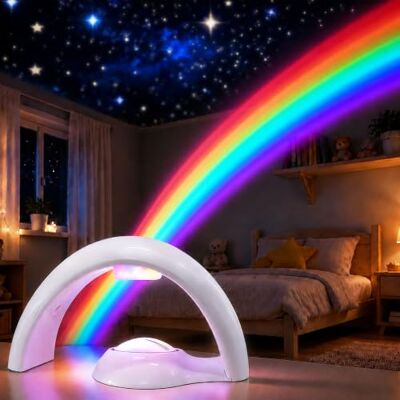 Excerando Veilleuse projecteur arc-en-ciel pour enfants, lampe LED arc-en-ciel avec minuterie de 10 min, USB et batterie Lampe de projection Rainbow in My Room Aide à s'endormir pour bébé chambre Excerando Veilleuse projecteur arc-en-ciel pour enfants, lampe LED arc-en-ciel avec minuterie de 10 min, USB et batterie Lampe de projection Rainbow in My Room Aide à s'endormir pour bébé chambre