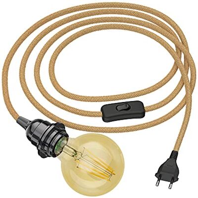 ledscom.de Câble de chanvre LEKA de 3 m, fiche, interrupteur + lampe LED or max. 818lm, gradation en 3 étapes, blanc extra-chaud ledscom.de Câble de chanvre LEKA de 3 m, fiche, interrupteur + lampe LED or max. 818lm, gradation en 3 étapes, blanc extra-chaud