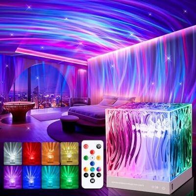 PIKOY Projecteur Aurora ciel étoilé pour enfant, 18 modes d'éclairage, lampe lumière polaire, télécommande, minuterie, veilleuse, projecteur Galaxy lumière boréale PIKOY Projecteur Aurora ciel étoilé pour enfant, 18 modes d'éclairage, lampe lumière polaire, télécommande, minuterie, veilleuse, projecteur Galaxy lumière boréale