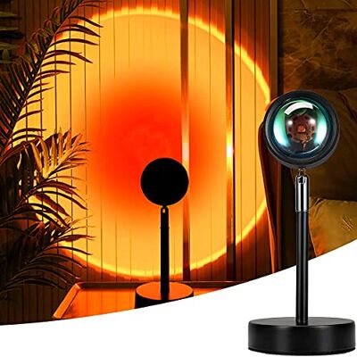 Mydethun Lampe de Projection Coucher de Soleil Rotation à 180° Projecteur de Veilleuse Câble USB Support de Sol Lumière Romantique pour la Maison, la Fête et la Chambre à Coucher de Soleil Mydethun Lampe de Projection Coucher de Soleil Rotation à 180° Projecteur de Veilleuse Câble USB Support de Sol Lumière Romantique pour la Maison, la Fête et la Chambre à Coucher de Soleil