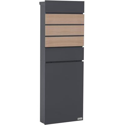 Zelsius Boîte aux Lettres avec Compartiment Journaux Anthracite RAL7016 Aspect Hêtre Boîte sur Pied avec 2 Clés, Kit Montage Boîte Postale, Boîte Maison Zelsius Boîte aux Lettres avec Compartiment Journaux Anthracite RAL7016 Aspect Hêtre Boîte sur Pied avec 2 Clés, Kit Montage Boîte Postale, Boîte Maison