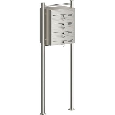 WilTec Boîte aux lettres sur pieds Acier inox 556 x 270 x 1500 mm, avec 4 Compartiments verrouillables et Porte-nom, pour Courrier WilTec Boîte aux lettres sur pieds Acier inox 556 x 270 x 1500 mm, avec 4 Compartiments verrouillables et Porte-nom, pour Courrier