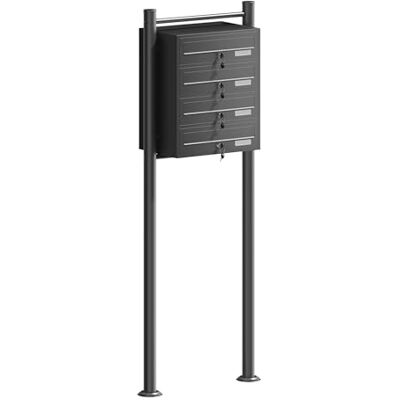 WilTec Boîte aux lettres sur pieds Noire 556 x 270 x 1500 mm, avec 4 Compartiments verrouillables et Porte-nom, Revêtement en poudre, pour Courrier WilTec Boîte aux lettres sur pieds Noire 556 x 270 x 1500 mm, avec 4 Compartiments verrouillables et Porte-nom, Revêtement en poudre, pour Courrier