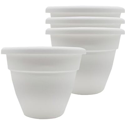 The HC Companies Lot de 4 jardinières, blanc, 20,3 cm The HC Companies Lot de 4 jardinières, blanc, 20,3 cm