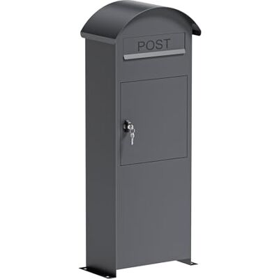 WilTec Boîte aux lettres anthracite 420 x 240 x 1020 mm, boîte aux lettres sur pied à fixer au sol avec serrure, boîte aux lettres verrouillable en acier avec toit WilTec Boîte aux lettres anthracite 420 x 240 x 1020 mm, boîte aux lettres sur pied à fixer au sol avec serrure, boîte aux lettres verrouillable en acier avec toit