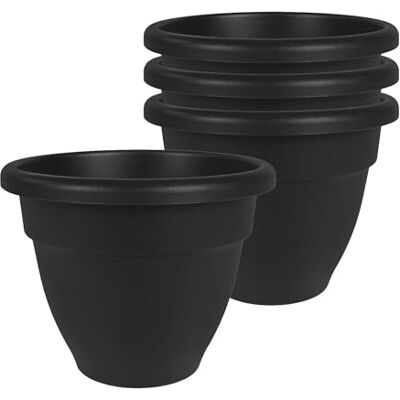 The HC Companies Lot de 4 jardinières, noir, 15,2 cm The HC Companies Lot de 4 jardinières, noir, 15,2 cm