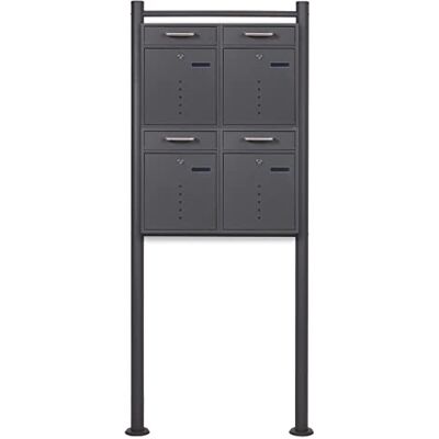 WilTec 2x2 Boite aux lettres V51 Anthracite avec Pied de support Fenêtre de visualisation Porte-nom WilTec 2x2 Boite aux lettres V51 Anthracite avec Pied de support Fenêtre de visualisation Porte-nom