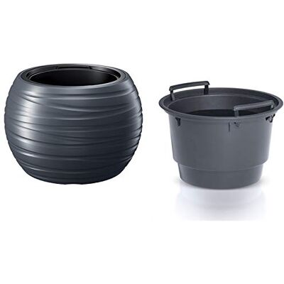 Prosperplast Maze Pot de fleurs rond 2 en 1 avec pot de fleurs résistant aux intempéries pour l'intérieur et l'extérieur en plastique (Ø 396 mm, anthracite) Prosperplast Maze Pot de fleurs rond 2 en 1 avec pot de fleurs résistant aux intempéries pour l'intérieur et l'extérieur en plastique (Ø 396 mm, anthracite)