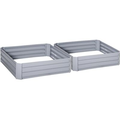 Outsunny Lot de 2 Carré Potager de Jardin 100L x 100l x 30H cm Gris Outsunny Lot de 2 Carré Potager de Jardin 100L x 100l x 30H cm Gris