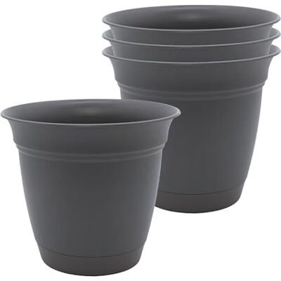 The HC Companies Lot de 4 jardinières, gris chaud, 20,3 cm The HC Companies Lot de 4 jardinières, gris chaud, 20,3 cm