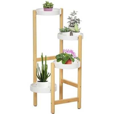Outsunny Support pour Plantes Piédestal 4 Niveaux 28 x 28 x 80 cm Blanc Outsunny Support pour Plantes Piédestal 4 Niveaux 28 x 28 x 80 cm Blanc