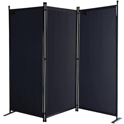 QUICK STAR Paravent Lot de 3 paravent en tissu 170 x 165 cm Pliable Noir QUICK STAR Paravent Lot de 3 paravent en tissu 170 x 165 cm Pliable Noir