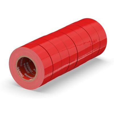 ERKO Ruban adhésif isolant électrique Rouge 19mm x 20m 8 pièces PVC, Réparation de câbles électriques, Très flexible avec une forte adhérence, chatertone, Résistant aux produits chimiques ERKO Ruban adhésif isolant électrique Rouge 19mm x 20m 8 pièces PVC, Réparation de câbles électriques, Très flexible avec une forte adhérence, chatertone, Résistant aux produits chimiques