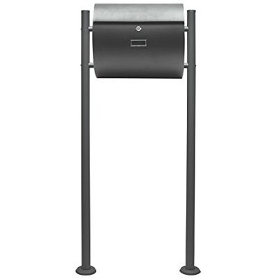 WilTec Kit Boîte aux lettres V17 avec Pied de support, Verrouillable, Gris anthracite, Acier galvanisé, 375 x 108 x 330 mm, avec Porte-nom WilTec Kit Boîte aux lettres V17 avec Pied de support, Verrouillable, Gris anthracite, Acier galvanisé, 375 x 108 x 330 mm, avec Porte-nom
