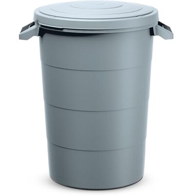 Spetebo Réservoir d'eau de pluie, 80 l, avec couvercle, gris, universel, en plastique, avec poignées de transport, pour déchets de jardin, poubelle de jardin Spetebo Réservoir d'eau de pluie, 80 l, avec couvercle, gris, universel, en plastique, avec poignées de transport, pour déchets de jardin, poubelle de jardin