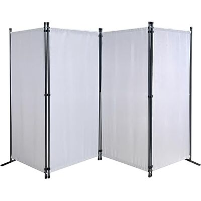 QUICK STAR Paravent 4 pièces 165 x 220 cm en tissu séparateur de pièce balcon Brise-vue Paravent pliable Blanc QUICK STAR Paravent 4 pièces 165 x 220 cm en tissu séparateur de pièce balcon Brise-vue Paravent pliable Blanc