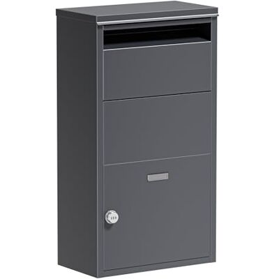 WilTec Boîte à colis anthracite 410 x 220 x 750 mm, boîte à colis pour la maison, réception privée de colis et petits colis, boîte aux lettres sur pied en acier WilTec Boîte à colis anthracite 410 x 220 x 750 mm, boîte à colis pour la maison, réception privée de colis et petits colis, boîte aux lettres sur pied en acier