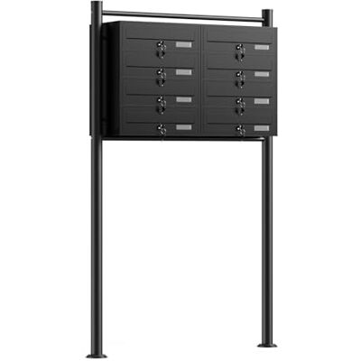 WilTec Boîte aux lettres sur pieds Noire 945 x 270 x 1500 mm, avec 8 Compartiments verrouillables 2x4 et Porte-nom, Revêtement en poudre, pour Courrier WilTec Boîte aux lettres sur pieds Noire 945 x 270 x 1500 mm, avec 8 Compartiments verrouillables 2x4 et Porte-nom, Revêtement en poudre, pour Courrier