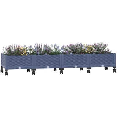 vidaXL Jardinière avec Roues Gris Bleu 160 x 40 x 33 cm PP, Jardinière Moderne pour Balcon, terrasse, résistante aux intempéries, idéale pour Les Plantes et légumes vidaXL Jardinière avec Roues Gris Bleu 160 x 40 x 33 cm PP, Jardinière Moderne pour Balcon, terrasse, résistante aux intempéries, idéale pour Les Plantes et légumes