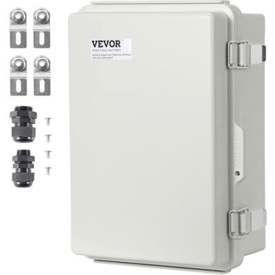 VEVOR Boîte de jonction électrique pour l'extérieur, 16,93 x 12,99 x 7,09 pouces, boîte de clôture électrique en plastique ABS avec fermeture à glissière en acier inoxydable, IP67 anti-poussière VEVOR Boîte de jonction électrique pour l'extérieur, 16,93 x 12,99 x 7,09 pouces, boîte de clôture électrique en plastique ABS avec fermeture à glissière en acier inoxydable, IP67 anti-poussière