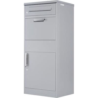 Zelsius Boîte aux lettres, avec compartiment à colis/parcel, éléments en acier inoxydable galvanisé et revêtu par pulvérisation, verrouillage anti-retour intégré, montage au sol, grise RAL9007 Zelsius Boîte aux lettres, avec compartiment à colis/parcel, éléments en acier inoxydable galvanisé et revêtu par pulvérisation, verrouillage anti-retour intégré, montage au sol, grise RAL9007