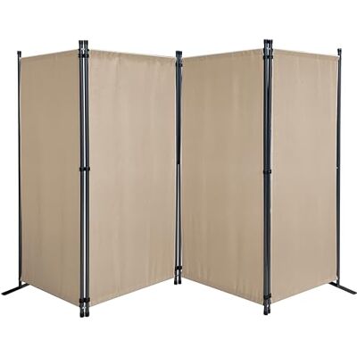 QUICK STAR Paravent 4 pièces en tissu 165 x 220 cm Séparateur de pièce Pour balcon Protection visuelle Pliable Sable QUICK STAR Paravent 4 pièces en tissu 165 x 220 cm Séparateur de pièce Pour balcon Protection visuelle Pliable Sable