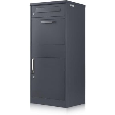 Zelsius Neptune Boîte aux lettres avec compartiment pour colis Acier revêtu par poudre avec éléments en acier inoxydable RAL7016 anthracite Verrouillage de rappel intégré Montage au sol Boîte aux lettres de paquet, boîte à colis Zelsius Neptune Boîte aux lettres avec compartiment pour colis Acier revêtu par poudre avec éléments en acier inoxydable RAL7016 anthracite Verrouillage de rappel intégré Montage au sol Boîte aux lettres de paquet, boîte à colis