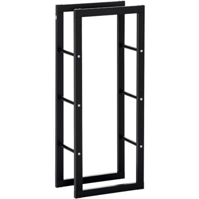 HOMCOM Range Bûches Intérieur et Extérieur 100 Kg 40L x 25l x 100H cm Noir Etagère Porte Bois de Cheminée, Porte-Bûches, Métal HOMCOM Range Bûches Intérieur et Extérieur 100 Kg 40L x 25l x 100H cm Noir Etagère Porte Bois de Cheminée, Porte-Bûches, Métal