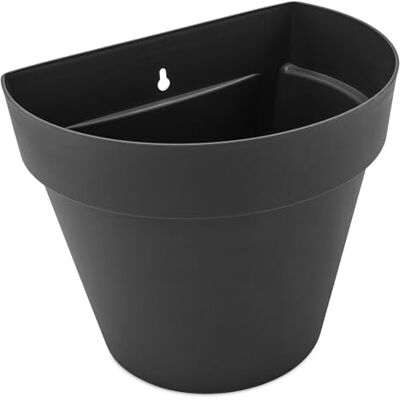 Spetebo Pot de fleurs mural en plastique résistant au gel 28 x 20 cm Anthracite Pot semi-circulaire pour décoration extérieure Spetebo Pot de fleurs mural en plastique résistant au gel 28 x 20 cm Anthracite Pot semi-circulaire pour décoration extérieure