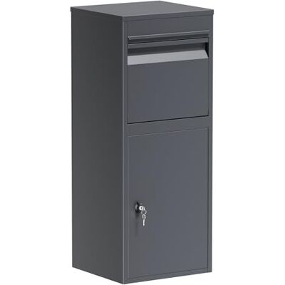 WilTec Boîte à colis anthracite 410 x 380 x 1020 mm, boîte à colis pour la maison, réception privée de colis et petits paquets, boîte aux lettres sur pied en acier WilTec Boîte à colis anthracite 410 x 380 x 1020 mm, boîte à colis pour la maison, réception privée de colis et petits paquets, boîte aux lettres sur pied en acier