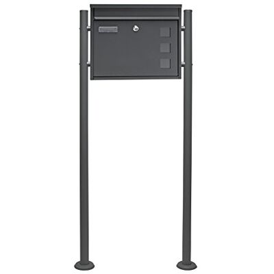WilTec Kit Boîte aux lettres V12 avec Pied de support, Verrouillable, Couleur anthracite, Acier galvanisé, 360 x 115 x 320 mm, avec Clapet, Fenêtres et Porte-nom WilTec Kit Boîte aux lettres V12 avec Pied de support, Verrouillable, Couleur anthracite, Acier galvanisé, 360 x 115 x 320 mm, avec Clapet, Fenêtres et Porte-nom