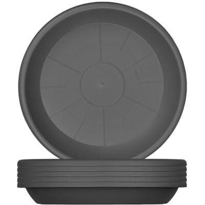 BigDean Lot de 6 dessous de pot de fleurs en plastique Anthracite 39 cm BigDean Lot de 6 dessous de pot de fleurs en plastique Anthracite 39 cm