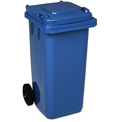 Jestic Poubelle à roulettes avec roues en caoutchouc pleines pour les déchets et le recyclage Tri Selectif garage Haut XXL (120 Litres, Bleu) Jestic Poubelle à roulettes avec roues en caoutchouc pleines pour les déchets et le recyclage Tri Selectif garage Haut XXL (120 Litres, Bleu)